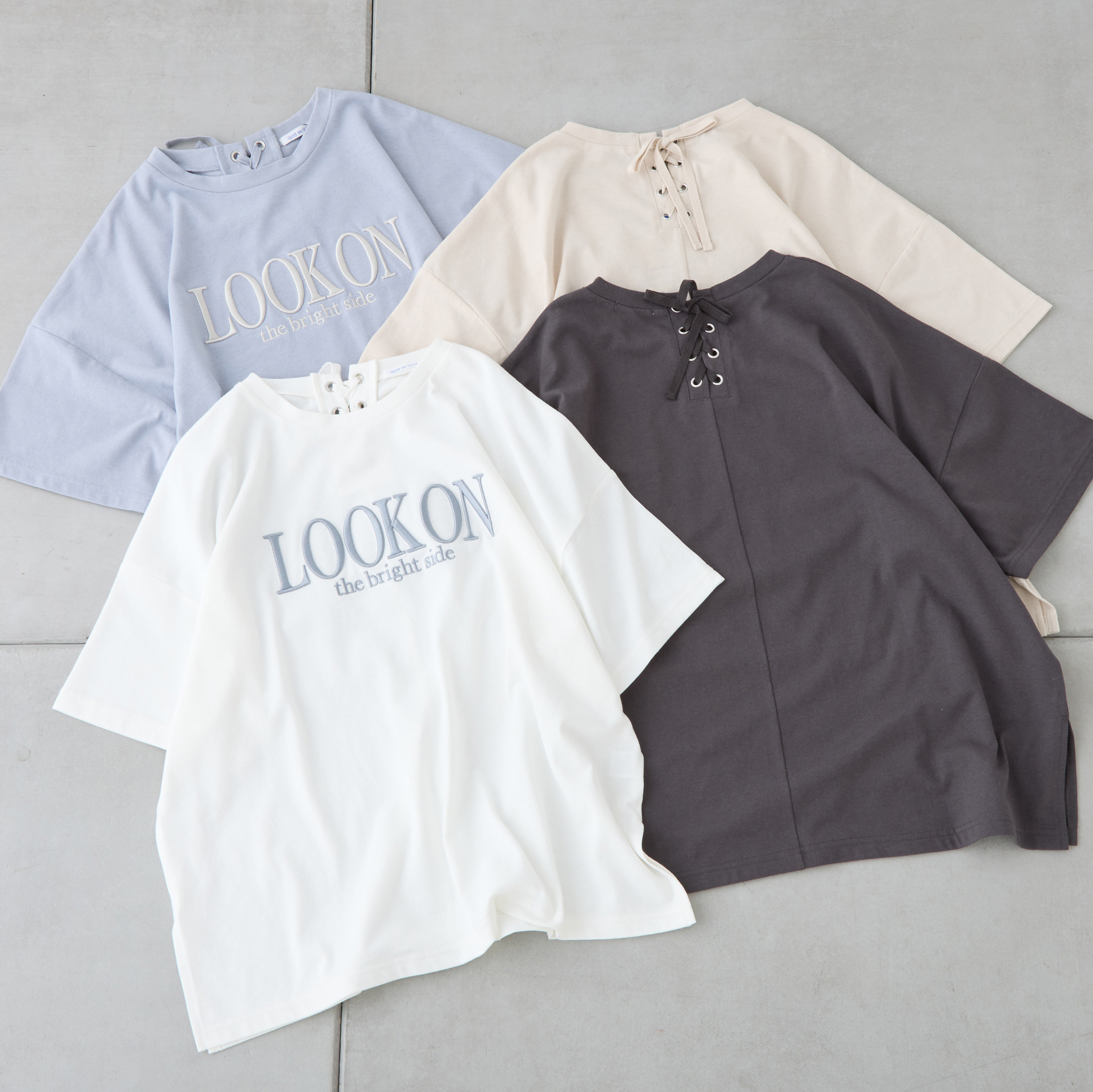 BACKレースアップ刺繍ロゴTシャツ[品番：OLOW0009989]｜OLIVE des OLIVE  OUTLET（オリーブデオリーブアウトレット）のレディースファッション通販｜SHOPLIST（ショップリスト）