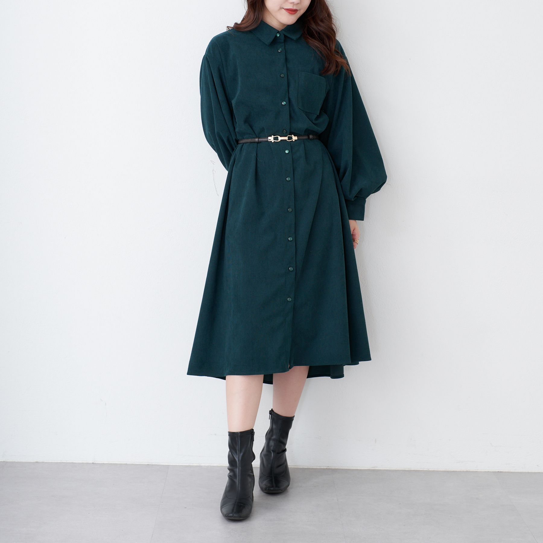 チェック袖ボリュームワンピース[品番：OLOW0011266]｜OLIVE