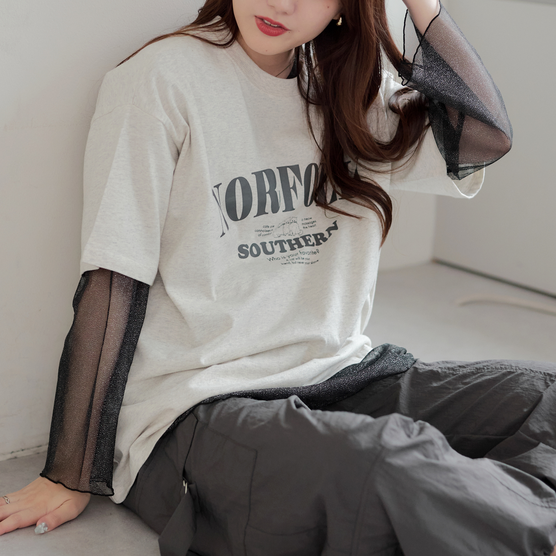 Tシャツ×ラメチュールセット[品番：OLOW0014063]｜OLIVE des OLIVE 