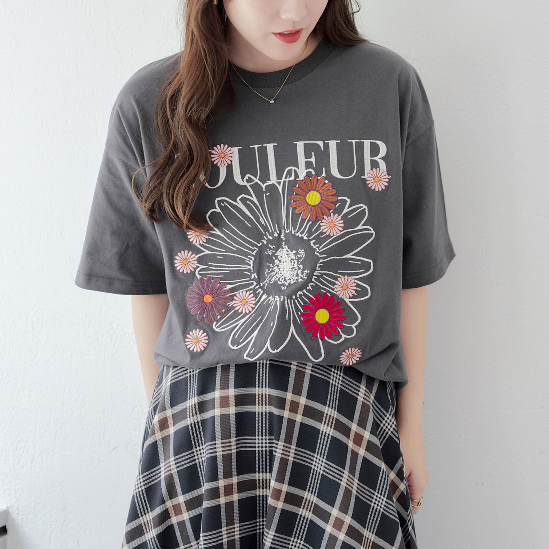 マーガレット刺繍の弁当袋☆