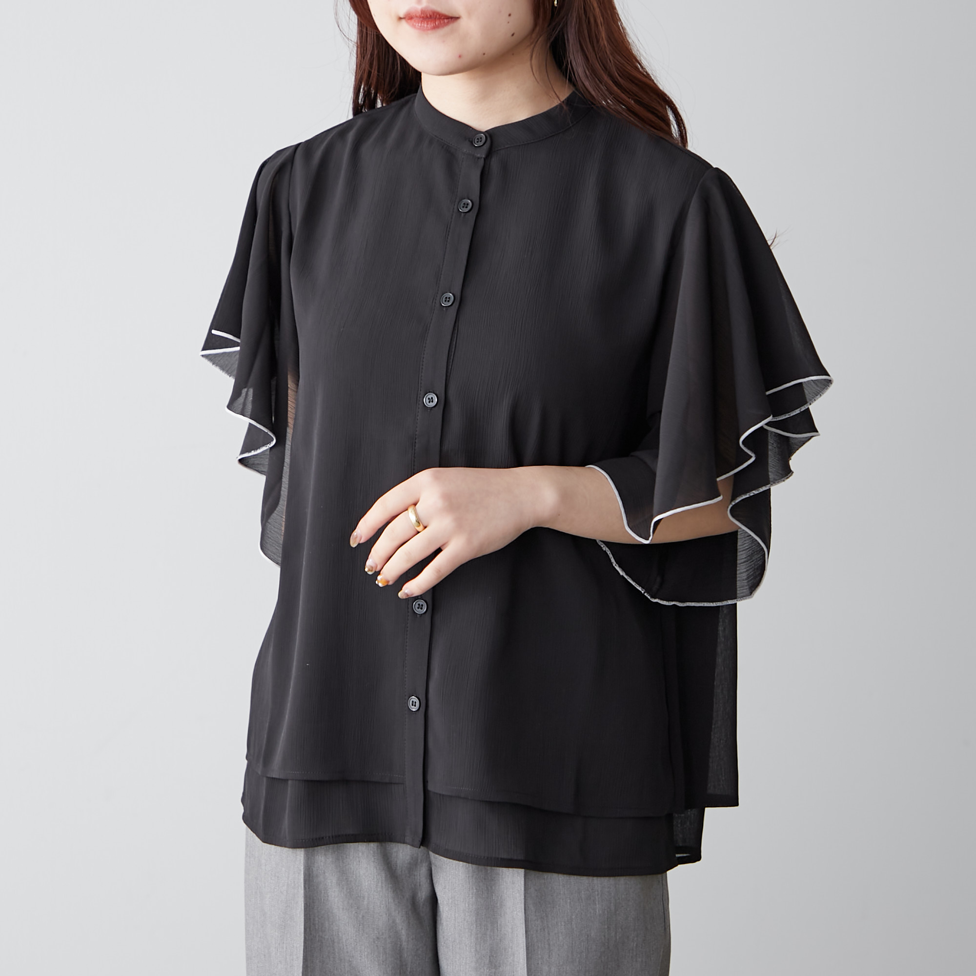 シフォン楊柳ブラウス[品番：NCLW0005495]｜NICE CLAUP OUTLET（ナイ 