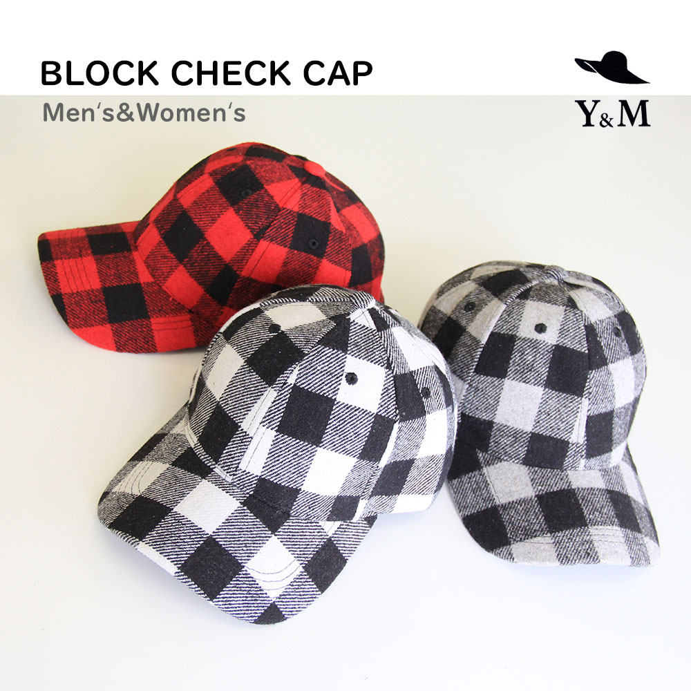 【white/black】レディース メンズ  ブロックチェック柄キャップ[品番：YAMW0000170]｜Y&M（ワイアンドエム）のレディースファッション通販｜SHOPLIST（ショップリスト）