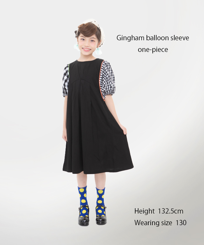 21春夏 ギンガムバルーン袖ワンピース 100 140 品番 Sttk Unica ユニカ のキッズファッション通販 Shoplist ショップリスト