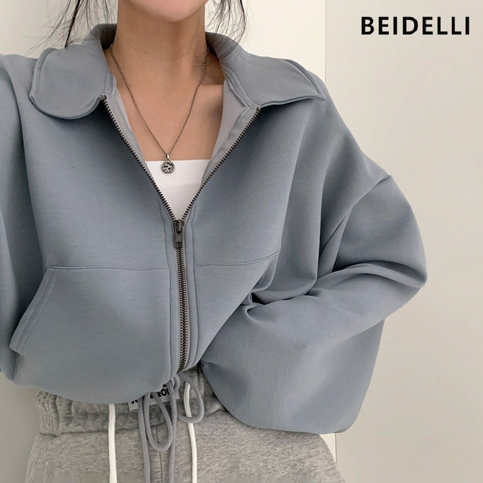 Beidelli(ベイデリ)クロップド丈ジップアップトレーナー[品番