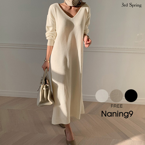 naning9vネックニットワンピース韓国 韓国ファッション vネック 品番 nwiw0006630 3rd spring サードスプリング のレディースファッション通販 shoplist ショップリスト