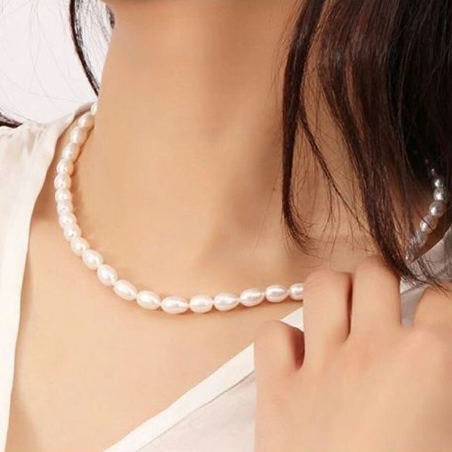 楕円形 淡水真珠可動型ネックレス | businessicb.com.br