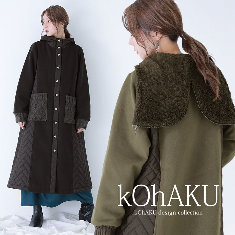 【公式】 kOhAKU異素材キルティングフード2WAYコート[品番：MITW0016984]｜osharewalker（オシャレウォーカー  ）のレディースファッション通販｜SHOPLIST（ショップリスト） ジャケット・アウター