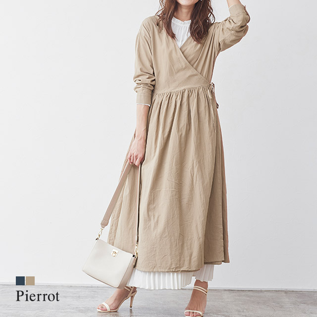 カシュクールシャツワンピース カシュクール シャツワンピ ワンピース ワンピ 品番 Prtw Pierrot ピエロ のレディースファッション通販 Shoplist ショップリスト