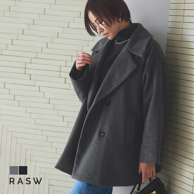 ウールミックスワイドシルエットピーコート RASW ピーコート[品番