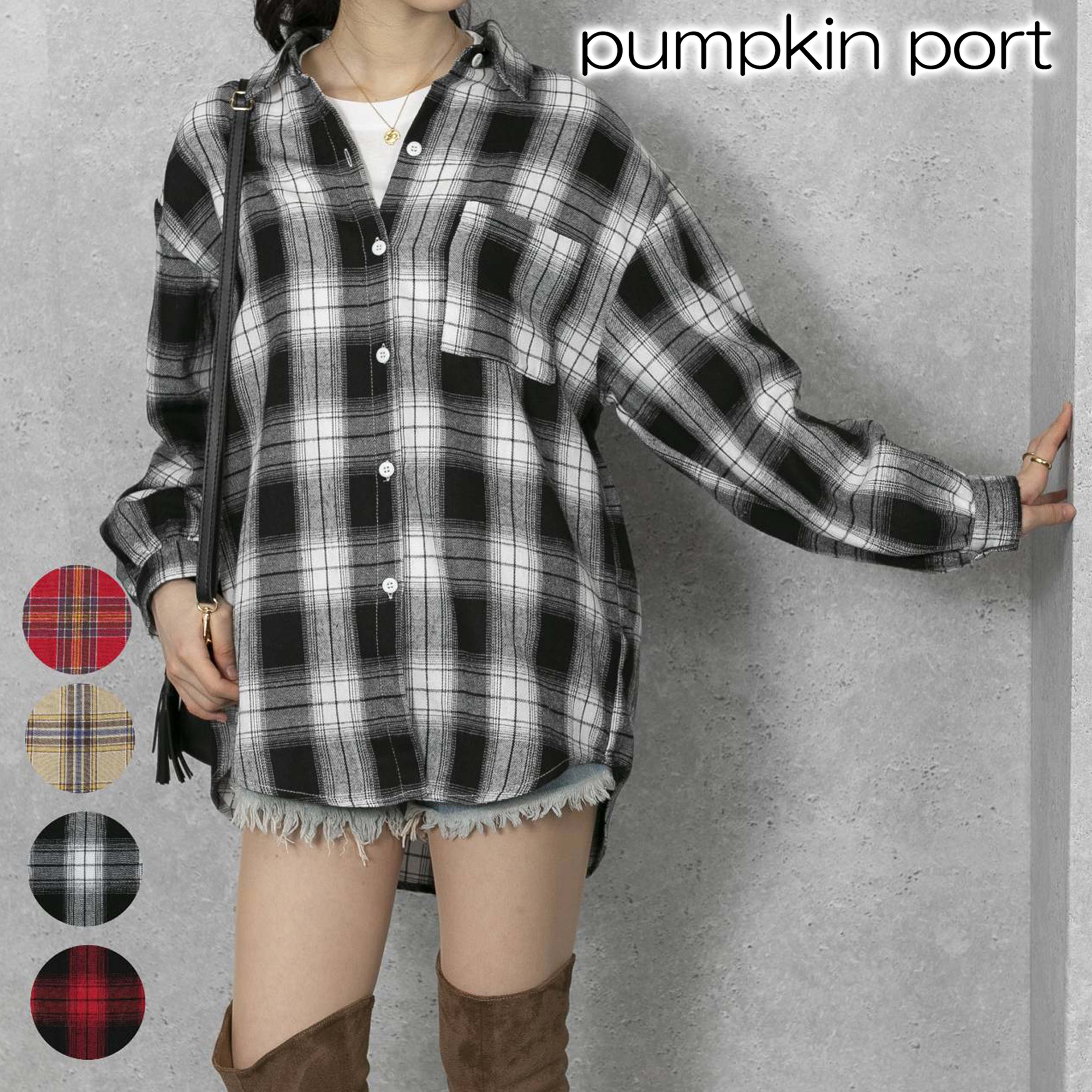 買取 pumpkin port トップス チェック柄 ツイード フリンジ ショート M