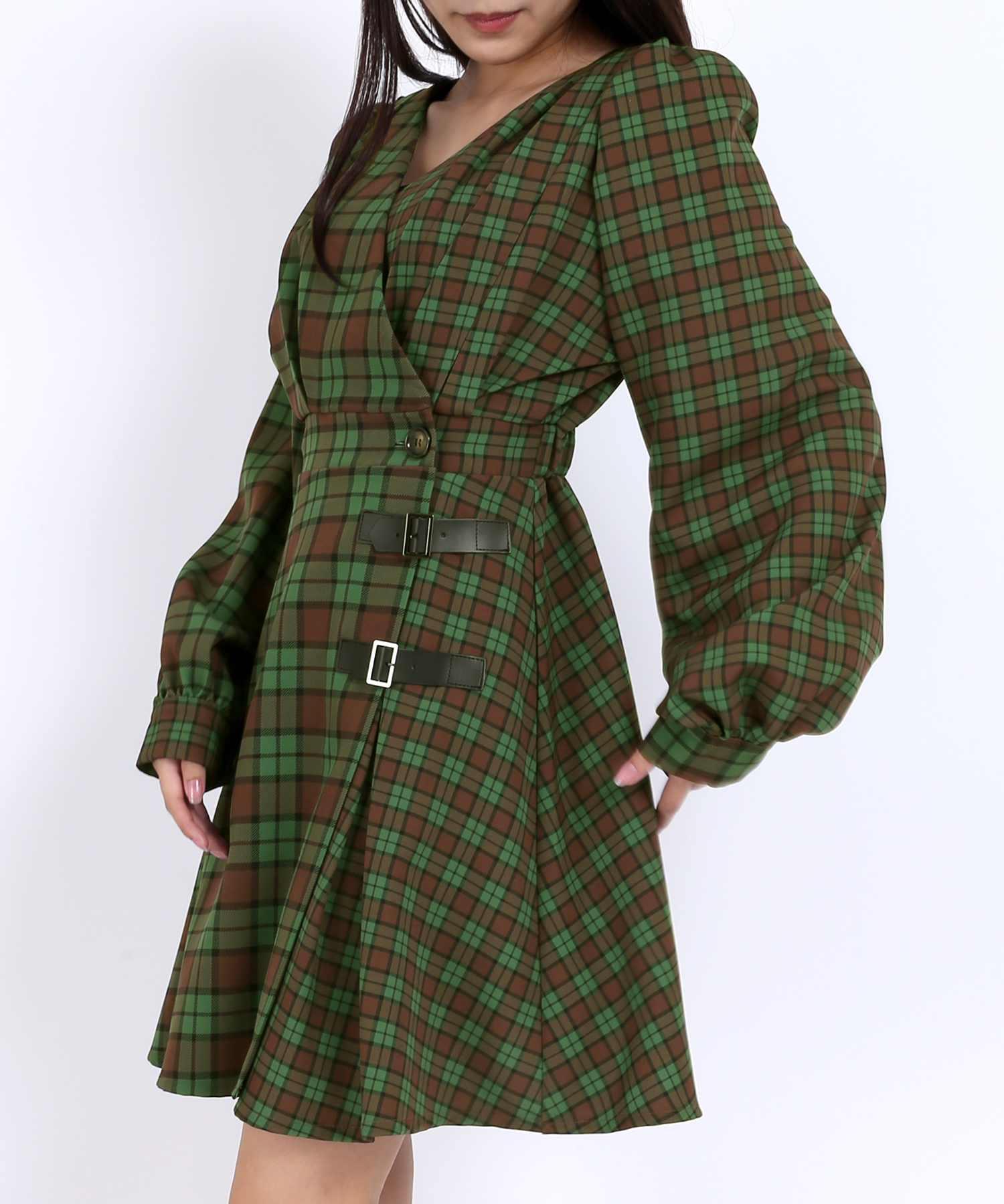 チェック柄カシュクールワンピース[品番：PNYW0004068]｜PUNYUS  （プニュズ）のレディースファッション通販｜SHOPLIST（ショップリスト）