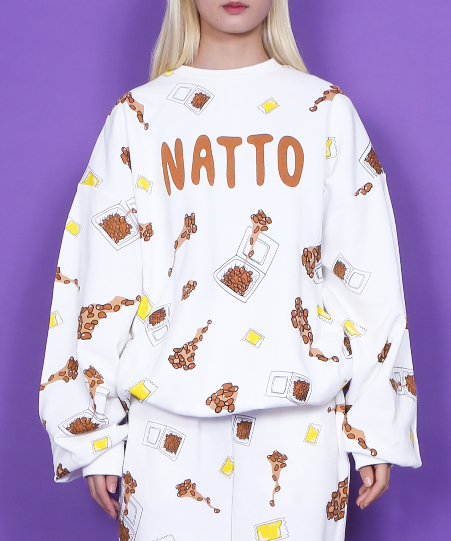 フード総柄スウェット(NATTO_YAKINIKU_ONIGIRI）[品番：PNYW0004539]｜PUNYUS （プニュズ ）のレディースファッション通販｜SHOPLIST（ショップリスト）