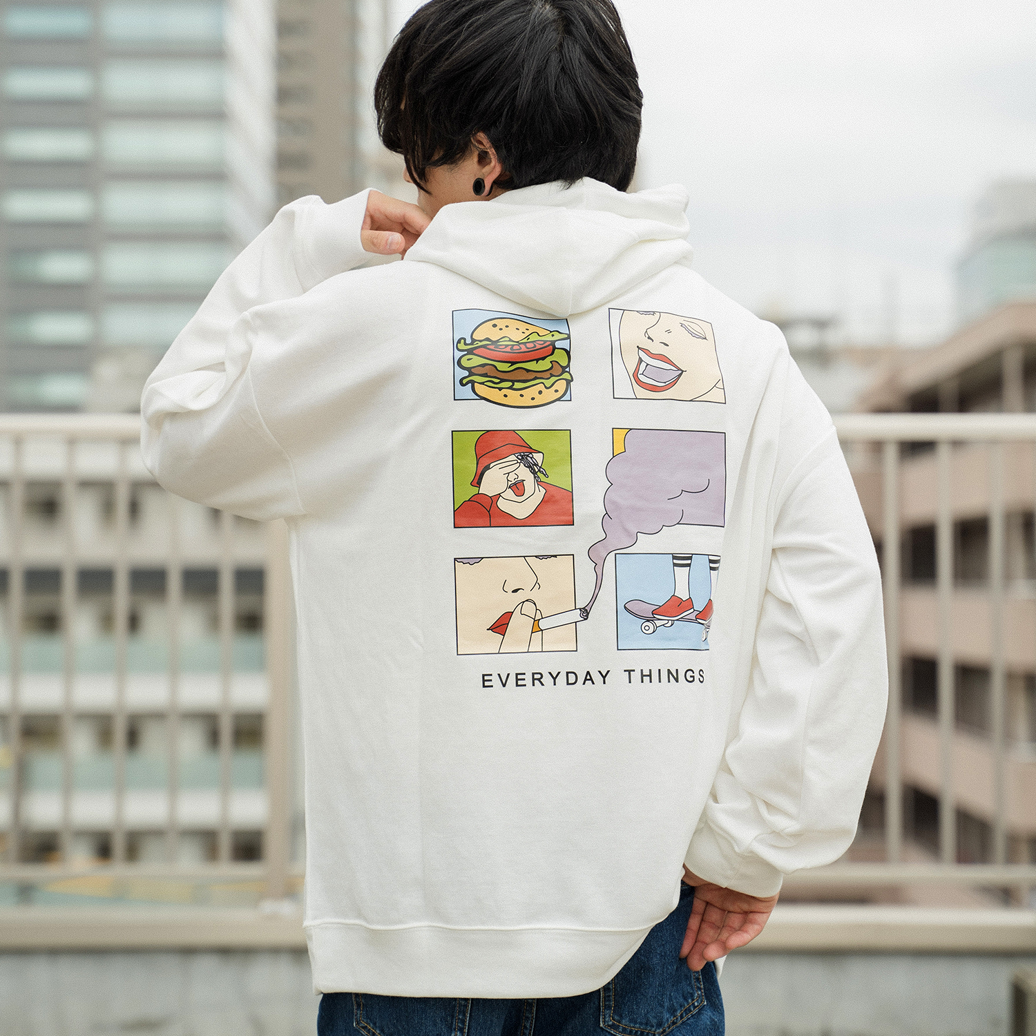 美品XL OFF-White オーバーサイズパーカー ラバータグ デザイン