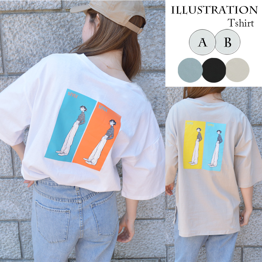 ooyamayellowさんコラボ イラストバックプリントTシャツ[品番