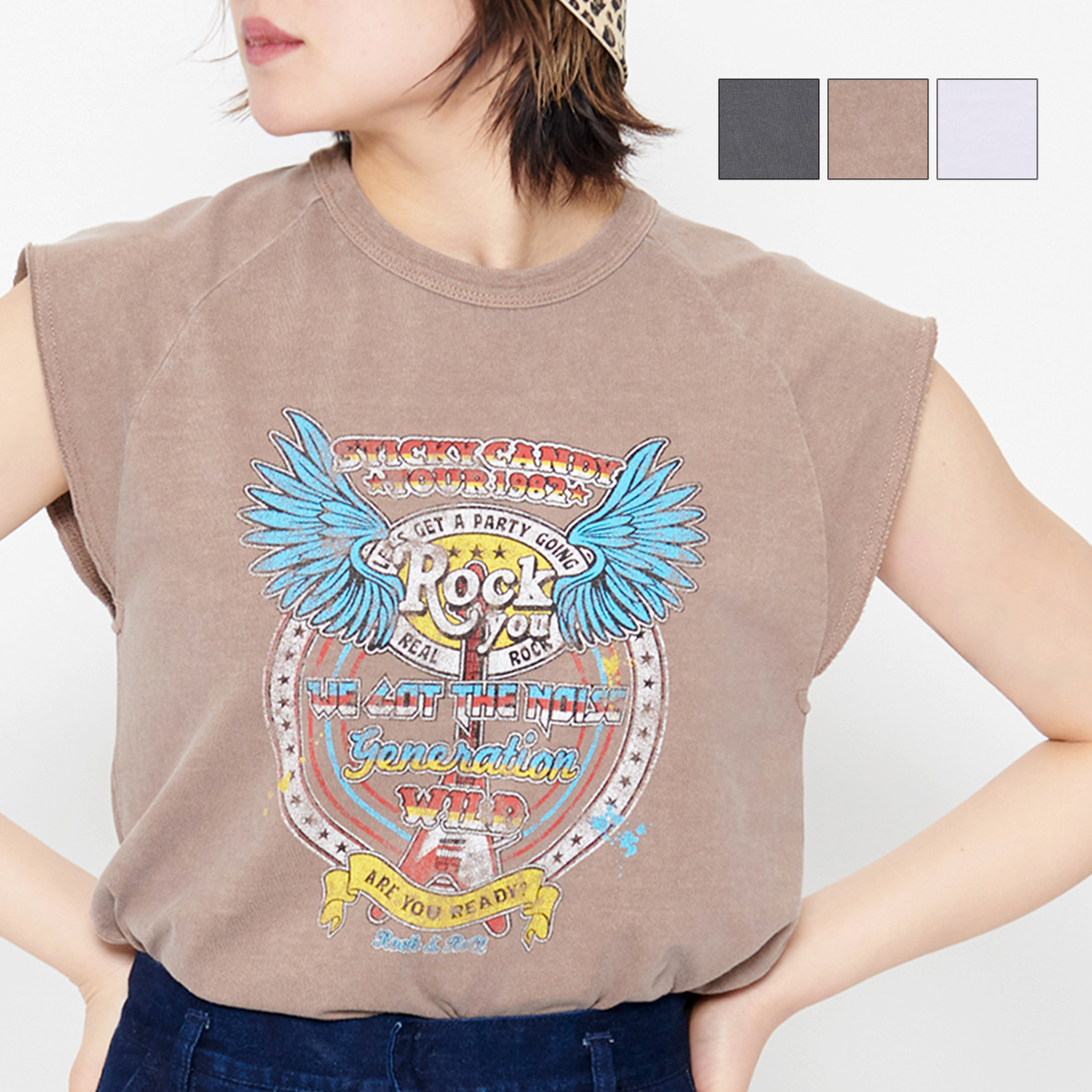 Rock  YouプリントノースリーブＴシャツ[品番：RADM0000854]｜＆soiree（アンドソワレ）のレディースファッション通販｜SHOPLIST（ショップリスト）