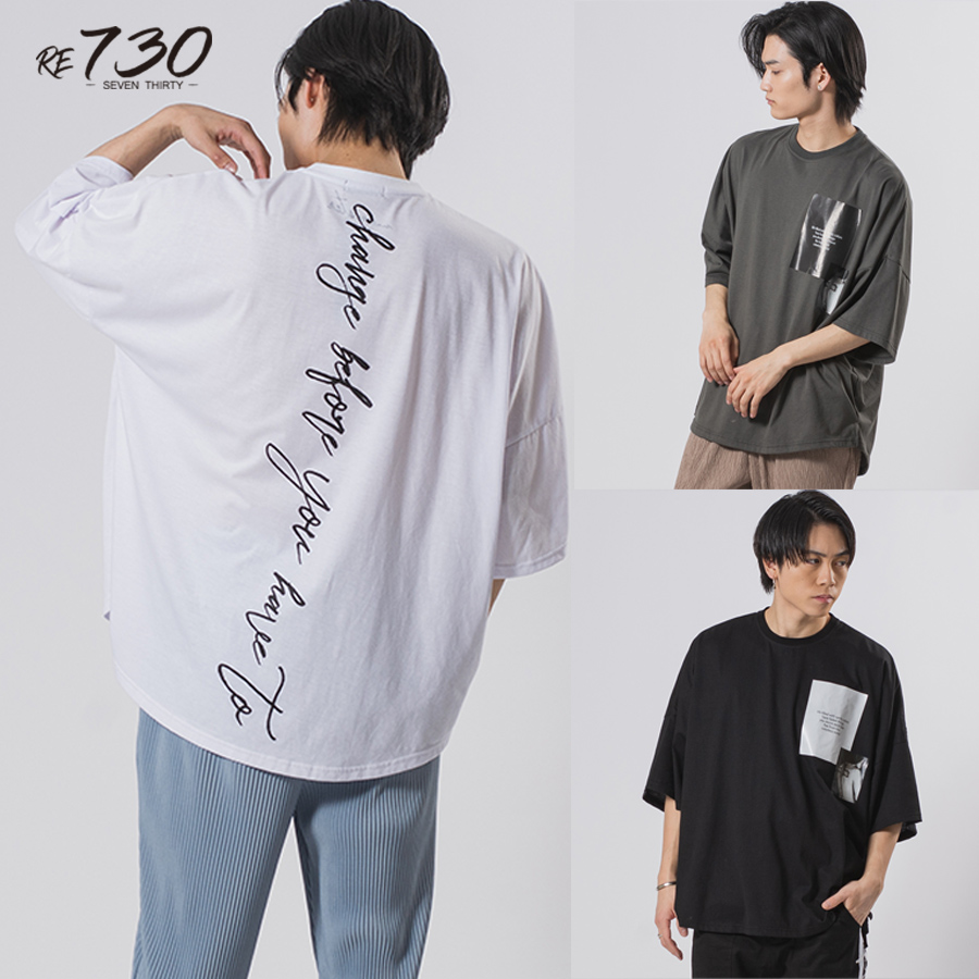 ラウンドヘム バックプリント 半袖 Tシャツ ストリート系 ビッグ