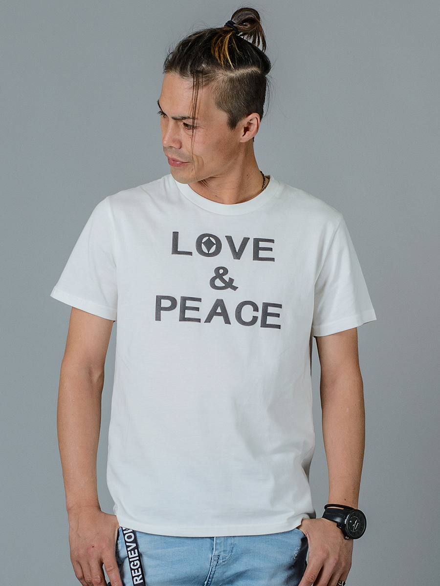 LOVE&PEACEメッセージプリントTシャツ[品番：LEVM0000745 