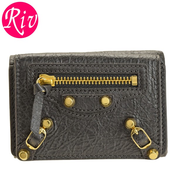 極美品✨バレンシアガエブリデイ三つ折りミニ財布シボ革レザーブラック