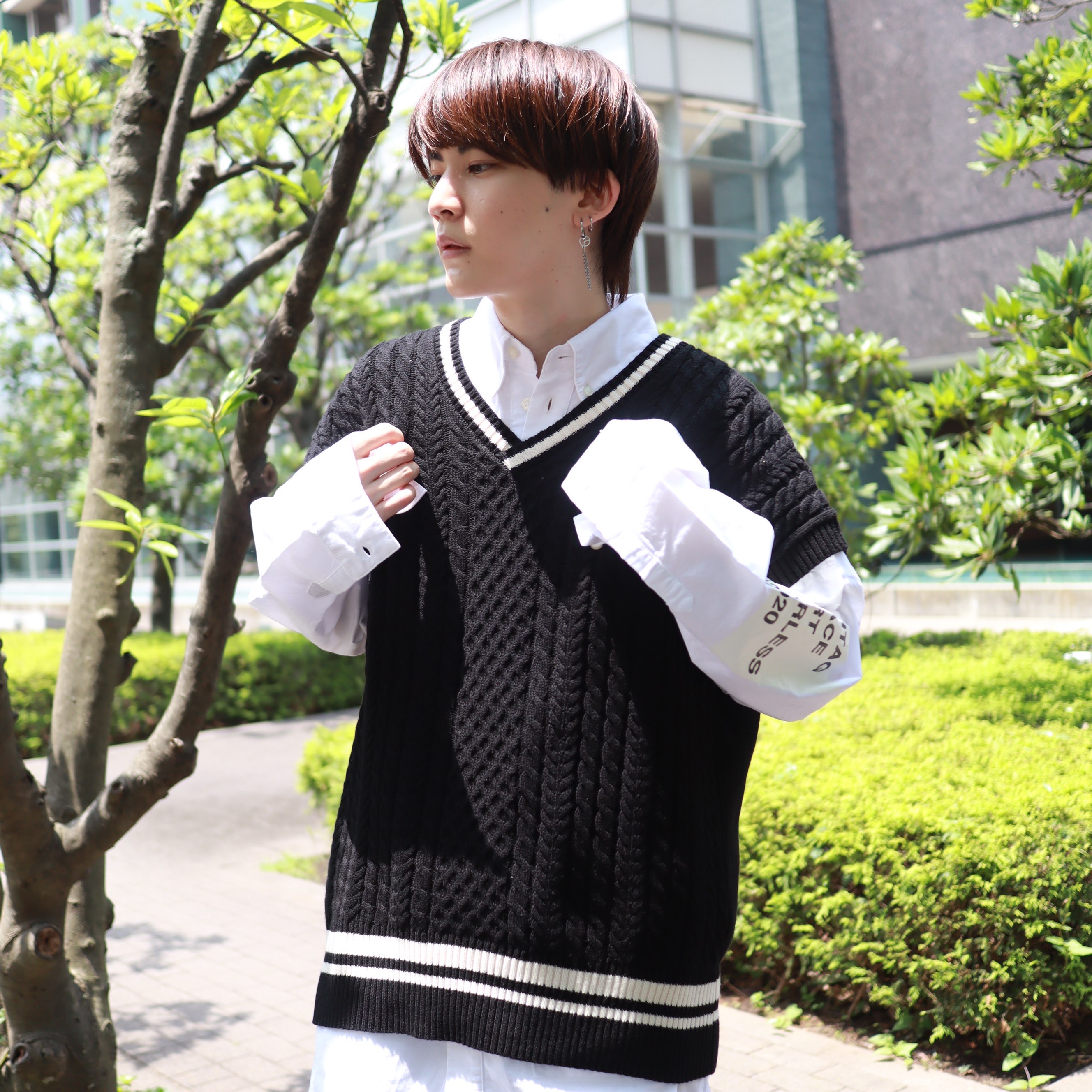 CABLE COTTONKNIT BIG VEST[品番：RVSM0001666]｜rovtski