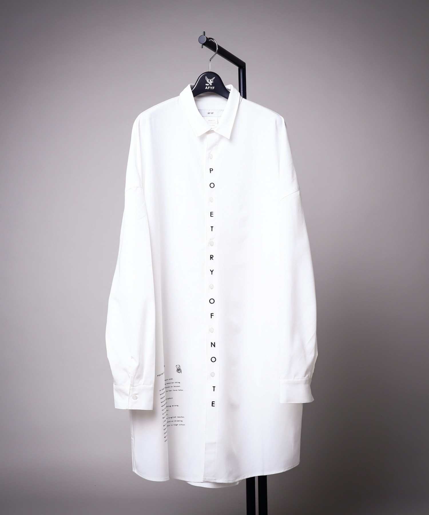 AFYF EMB LONG SHIRT/オーバーサイズ 刺繍ロングシャツ[品番