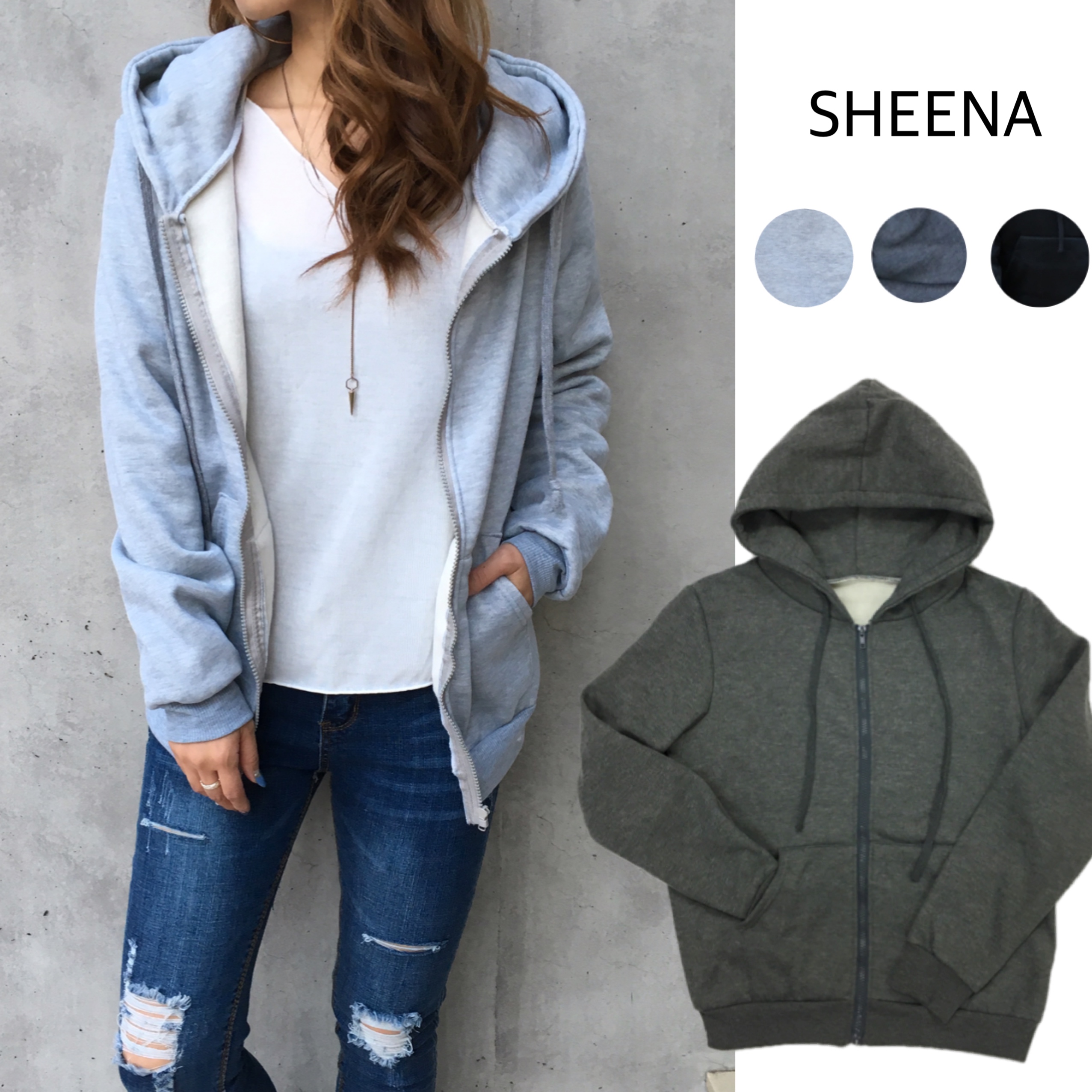 裏起毛ジップパーカー パーカー トップス 品番 Shnw Sheena シーナ のレディース ファッション通販 Shoplist ショップリスト