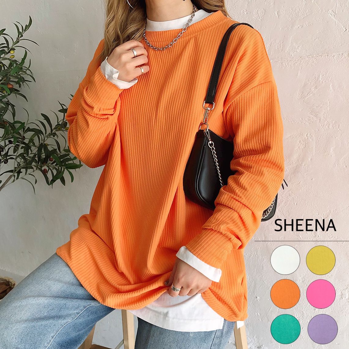 ゆったりカラーストレッチリブトップス 春 夏[品番：SHNW0006089]｜SHEENA （シーナ ）のレディースファッション通販｜SHOPLIST（ショップリスト）