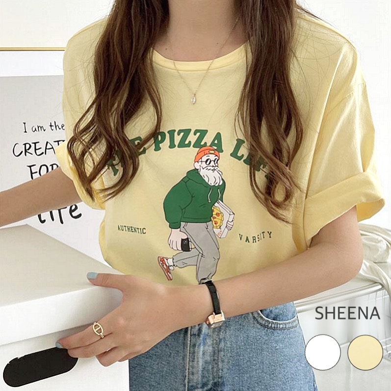 イラストロゴプリントオーバーサイズTシャツ 夏 韓国[品番：SHNW0007399]｜SHEENA （シーナ）のレディース ファッション通販｜SHOPLIST（ショップリスト）