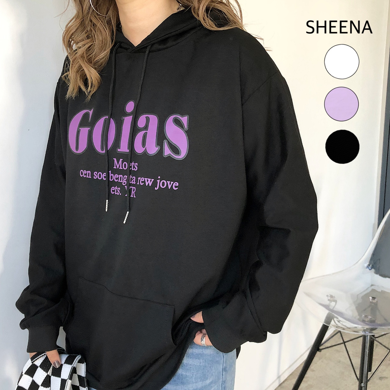 Goiasロゴプリントルーズパーカー 秋 冬[品番：SHNW0008114]｜SHEENA