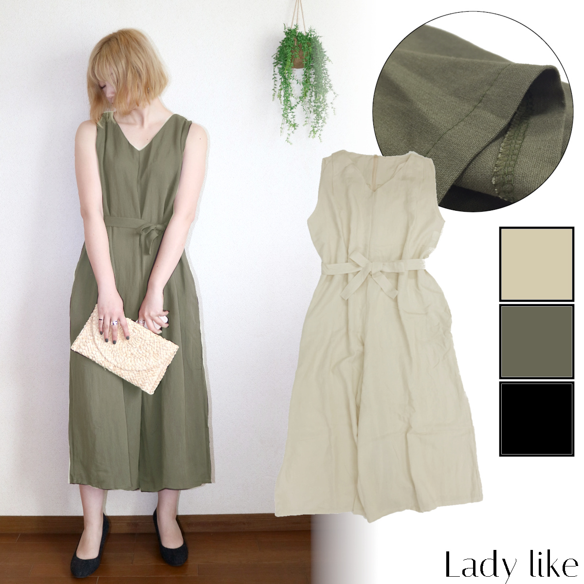 Vネックノースリーブオールインワン パンツ オールインワン[品番：SHNW0001472]｜LADY LIKE （レディライク  ）のレディースファッション通販｜SHOPLIST（ショップリスト）