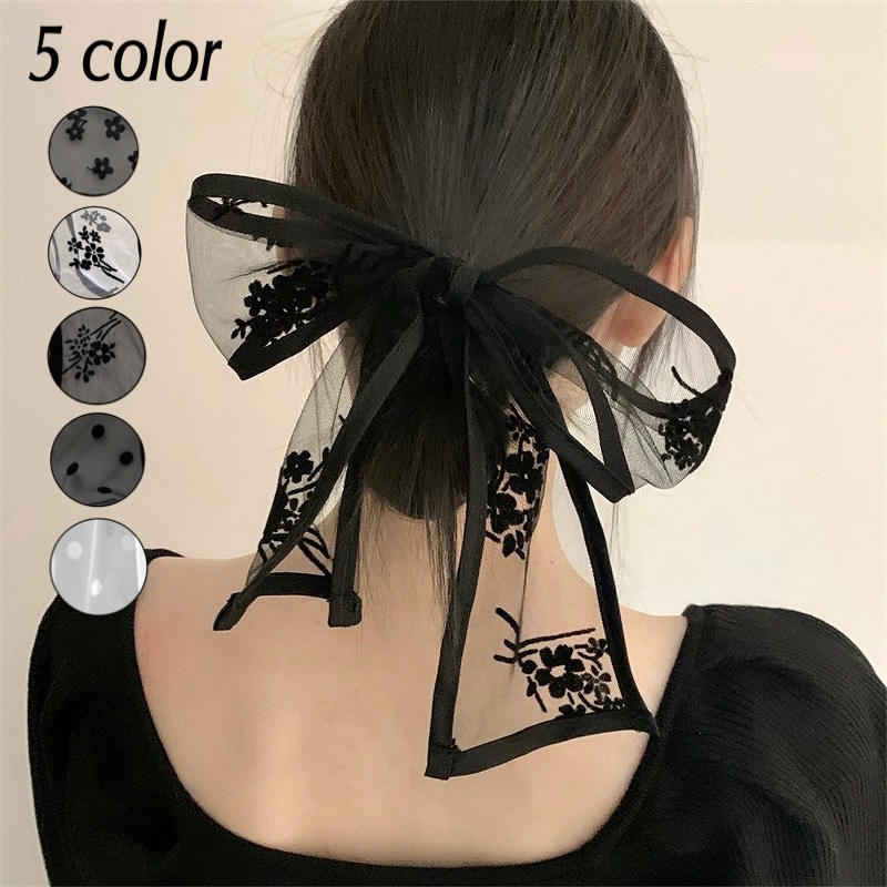 【✗】チュールとお花のリボンヘアゴム　ハートパーツ ✗】チュールとお花のリボンヘアゴムハートパーツ