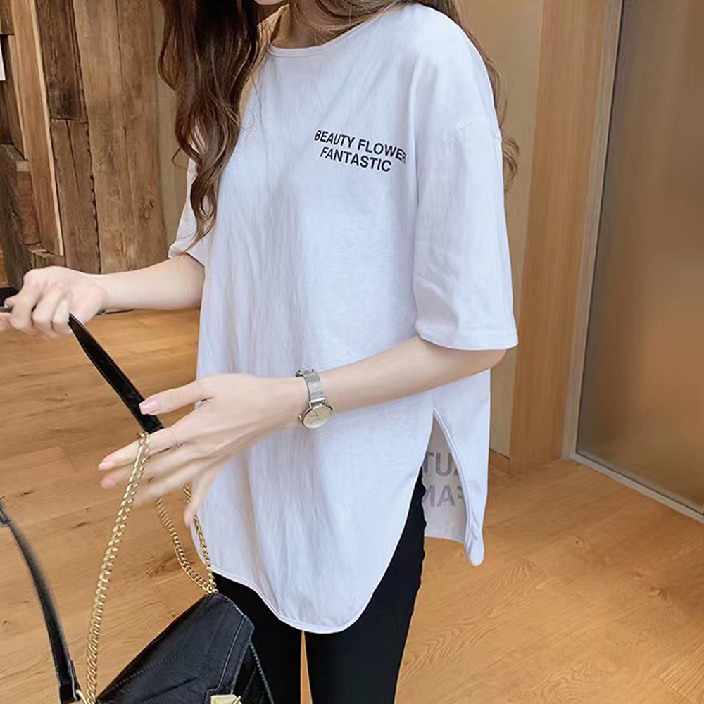 バックプリントTシャツ スリット  韓国ファッション[品番：SHNW0007181]｜Sibra（シブラ）のレディースファッション通販｜SHOPLIST（ショップリスト）