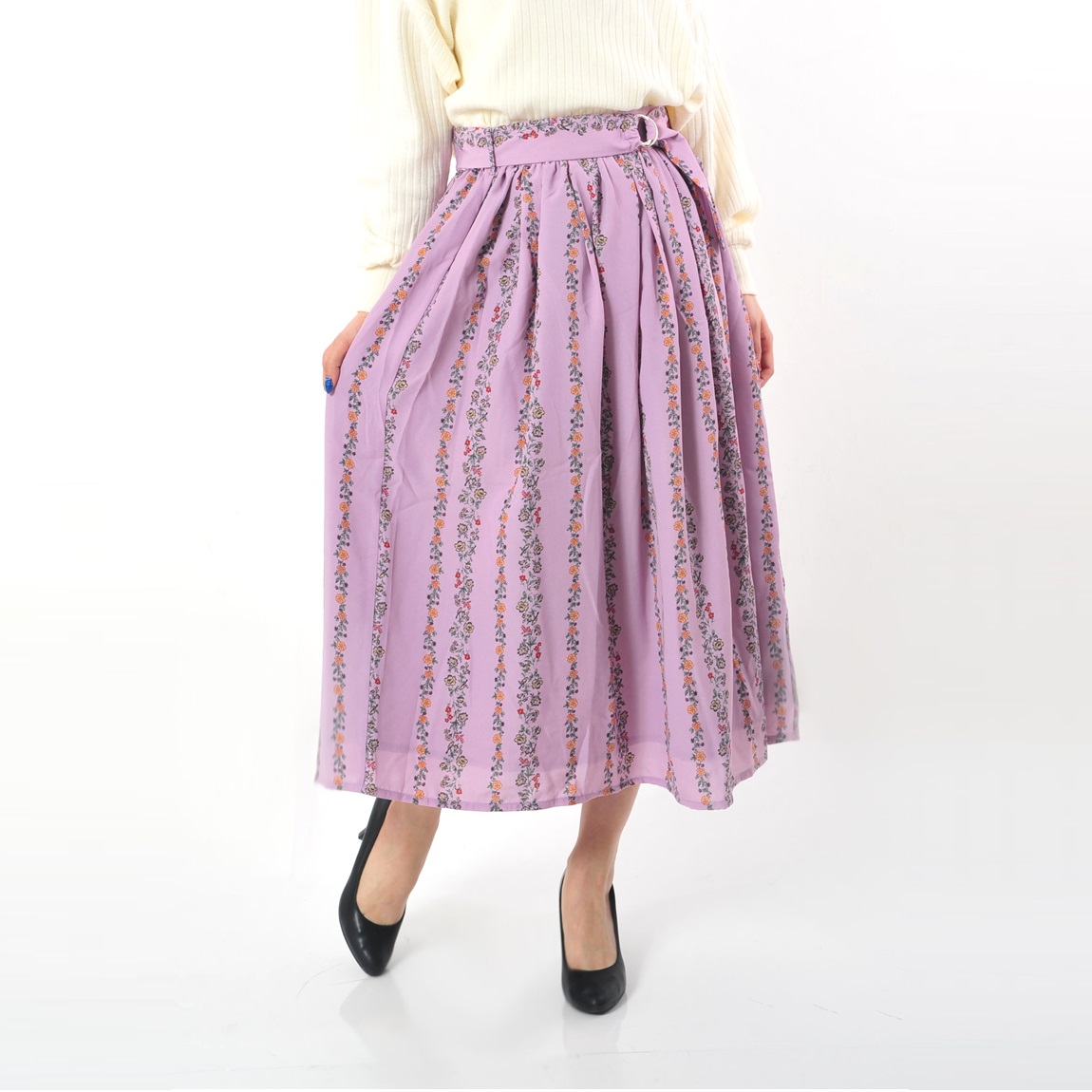 Ameri VINTAGE - 心斎橋店限定 AMERI BELT TIE SET UP SKIRT カーキの+