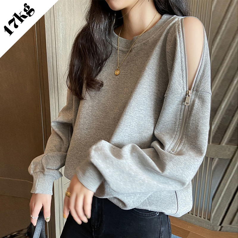 【SHOPLIST限定】韓国ファッションジッパー付きオフショルダー