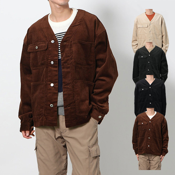 ノーカラージャケット カバーオール コーデュロイ[品番：XV000017868]｜Style Block  MEN（スタイルブロックメン）のメンズファッション通販｜SHOPLIST（ショップリスト）