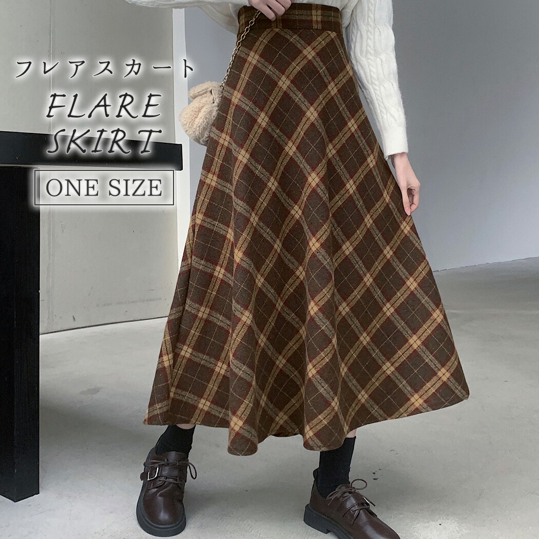 フレアスカート ロング チェック [品番：TY000006808]｜teddyshop（テディーショップ）のレディースファッション通販｜SHOPLIST（ショップリスト）