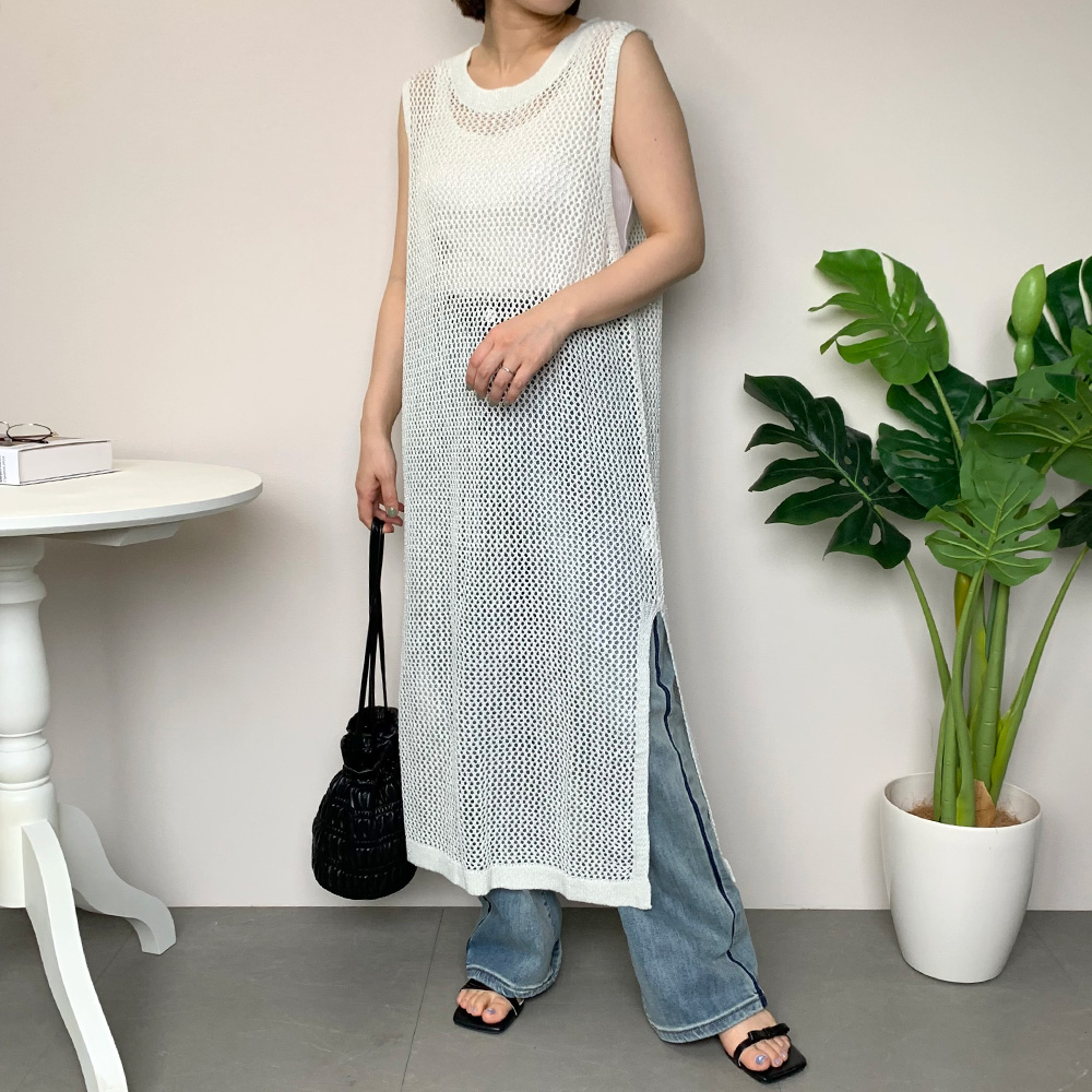 ラメメッシュノースリーブワンピース[品番：NHGW0004532]｜non-hedge 
