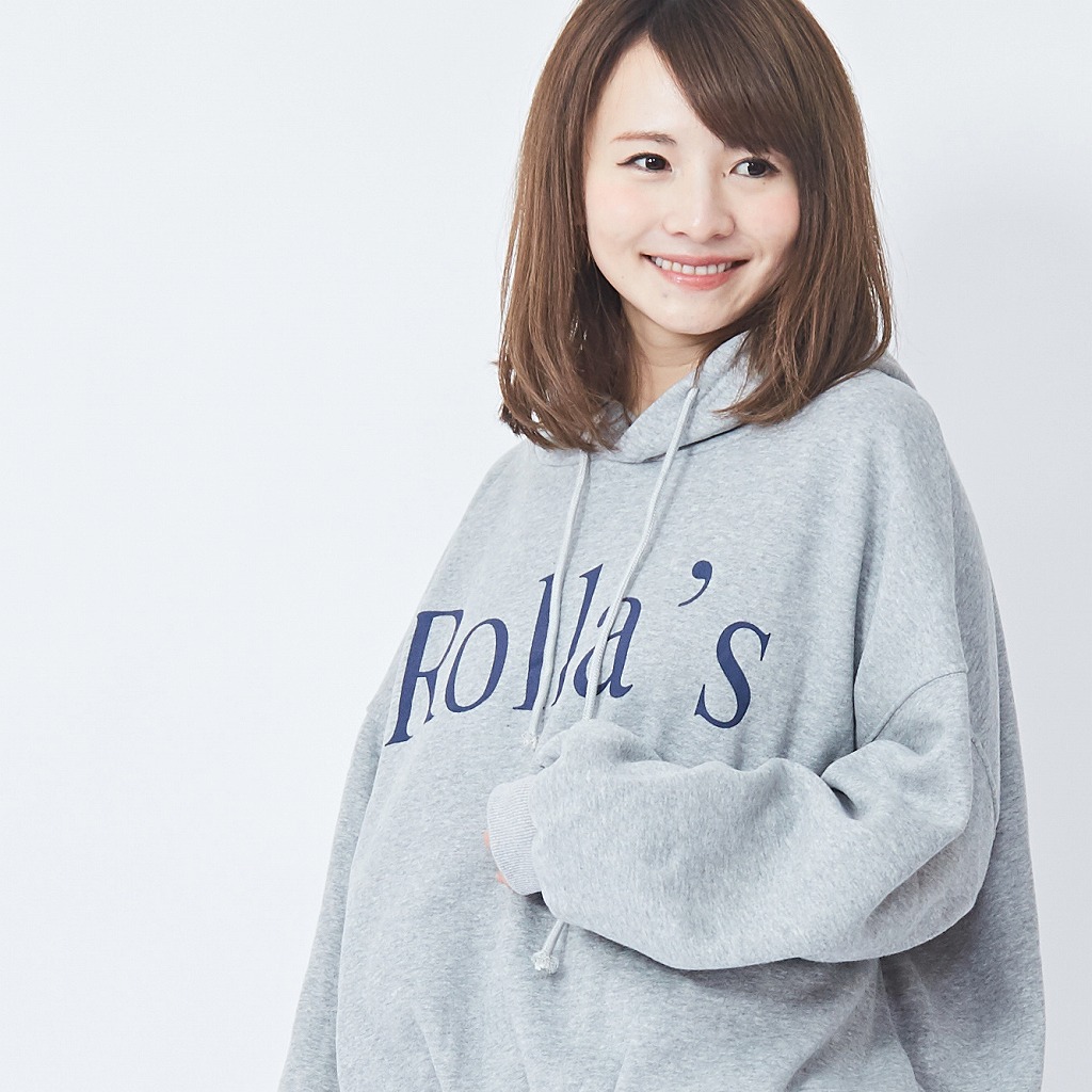 ゆったり袖でダボっと着れてかわいいロゴパーカー 裏起毛 オーバー