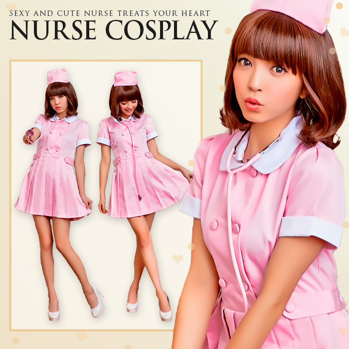 ナース服 2点セット(聴診器)ピンク コスプレ ハロウィン - コスプレ