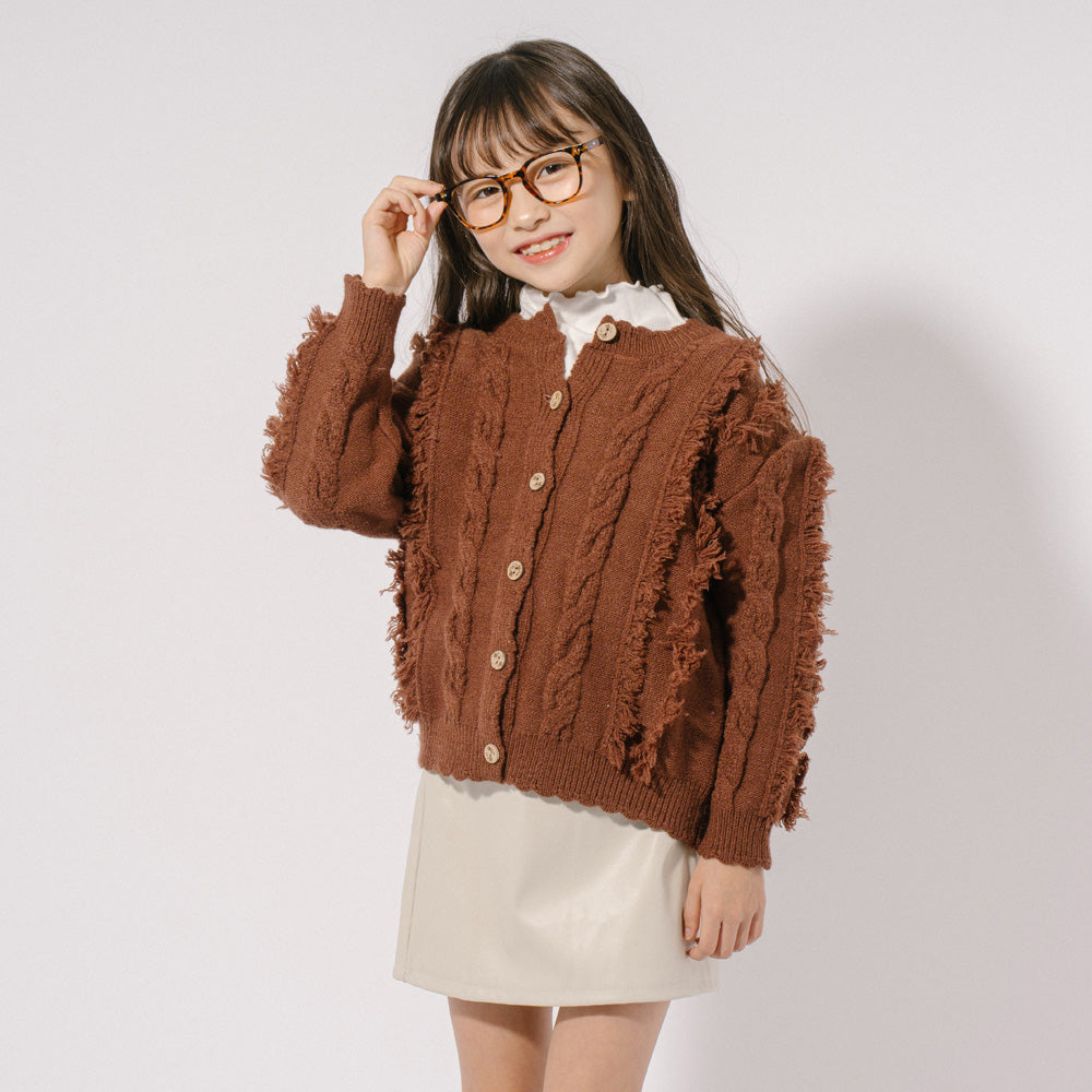 フリンジミックスケーブルニットカーディガン[品番：VINK0003092]｜URBAN  CHERRY（アーバンチェリー）のキッズファッション通販｜SHOPLIST（ショップリスト）