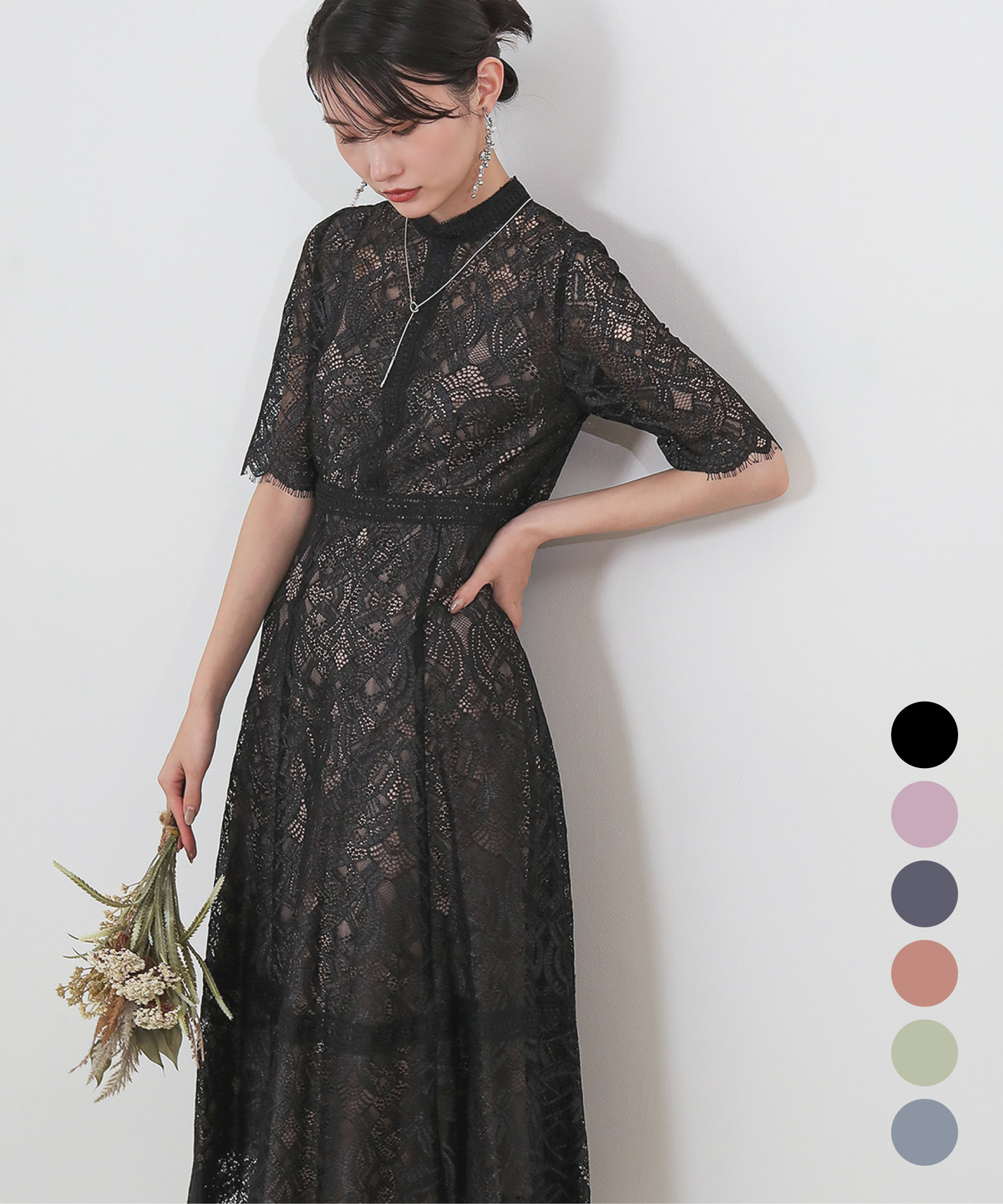 ラメ×レース ロング ワンピースドレス[品番：BECW0010049]｜kana（カナ）のレディースファッション通販｜SHOPLIST（ショップリスト）