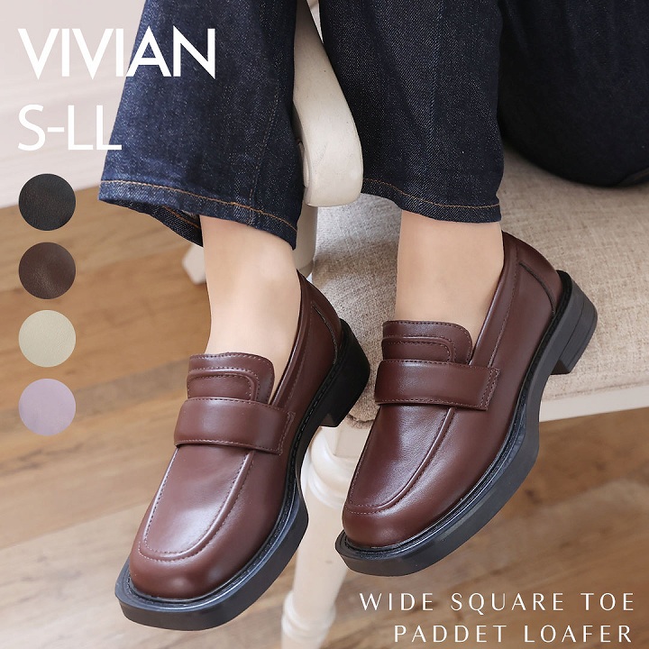 厚底ワイドスクエアトゥパデットローファー[品番：VIVS0009729]｜VIVIAN COLLECTION（ヴィヴィアンコレクション  ）のレディースファッション通販｜SHOPLIST（ショップリスト）