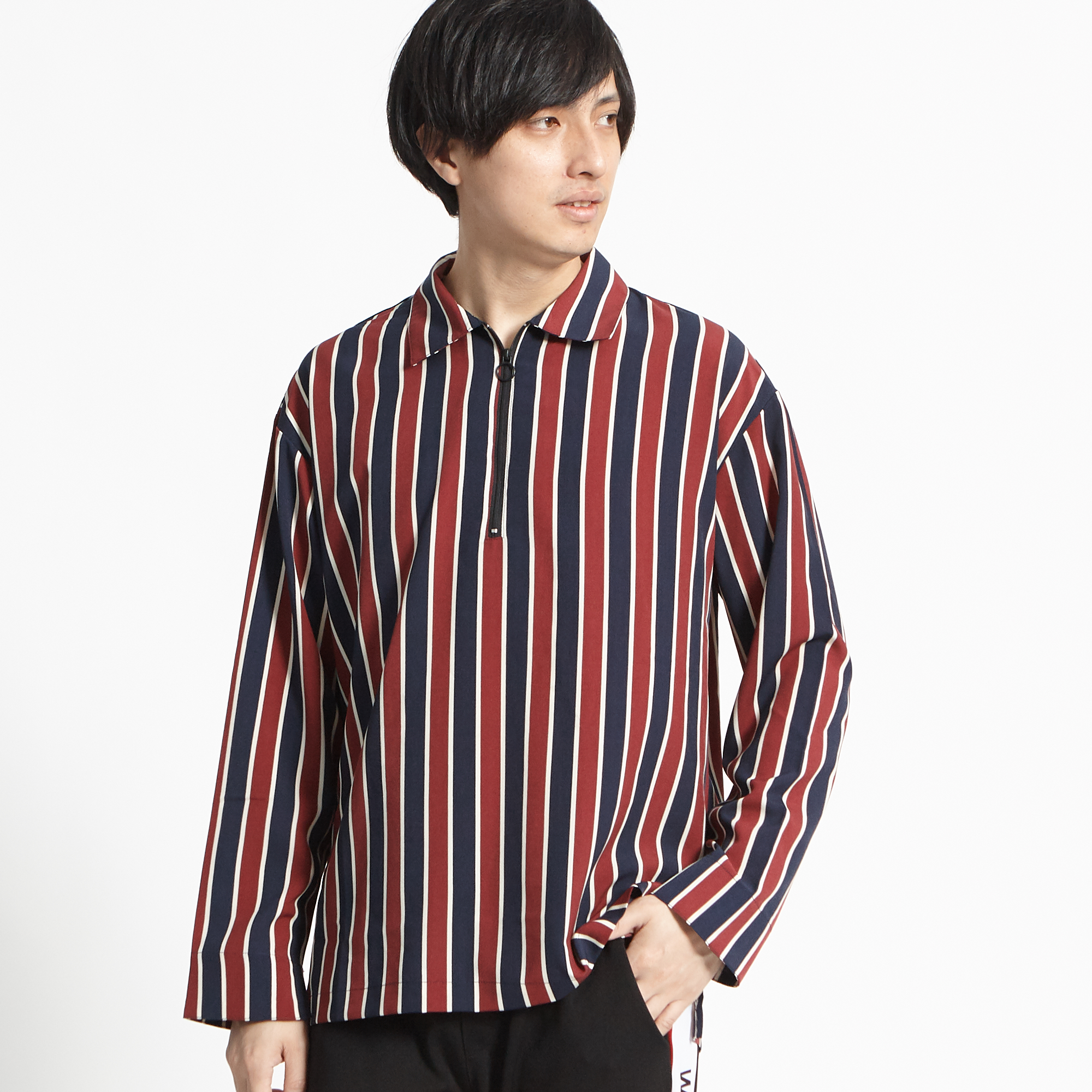 クラブストライプハーフZIPシャツ 218798[品番：WG010037558]｜WEGO