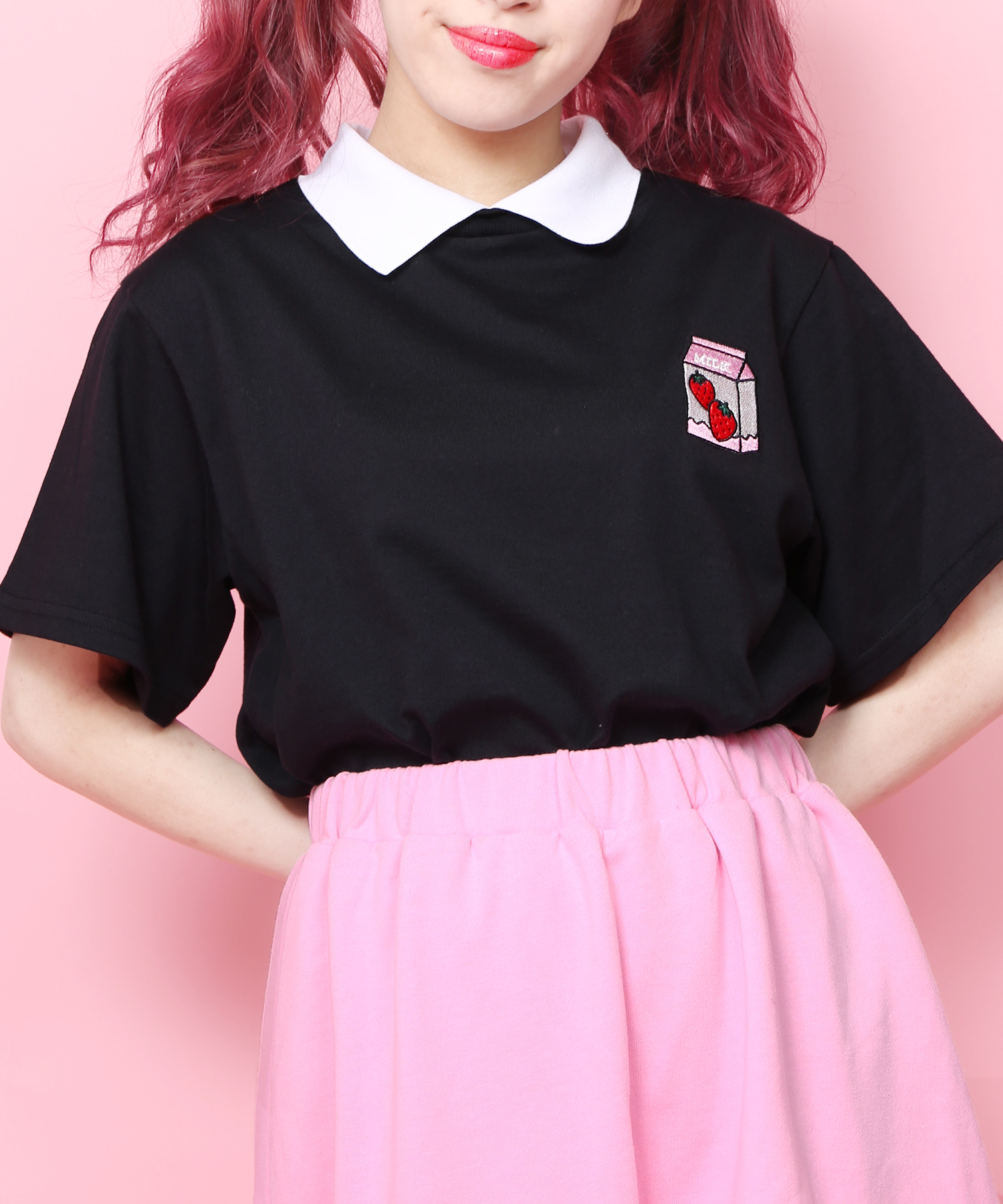 WC】イチゴミルク襟付キTシャツ[品番：WG010037008]｜WEGO【WOMEN