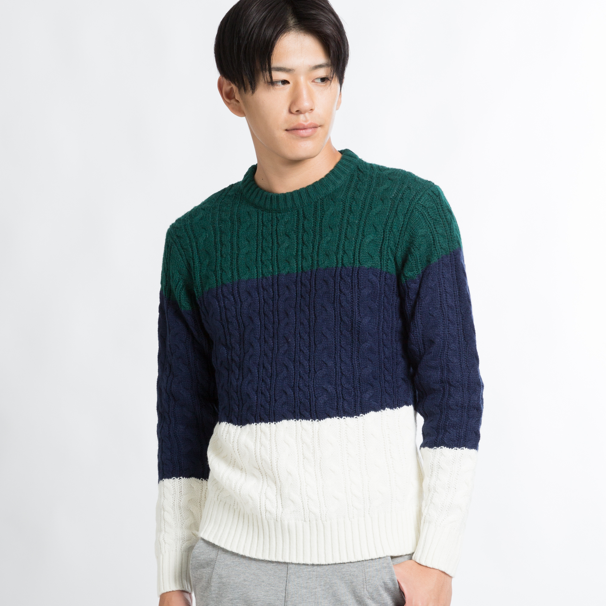 Wego カラーブロックケーブルセーター 品番 Wg Wego Men ウィゴー のメンズ ファッション通販 Shoplist ショップリスト