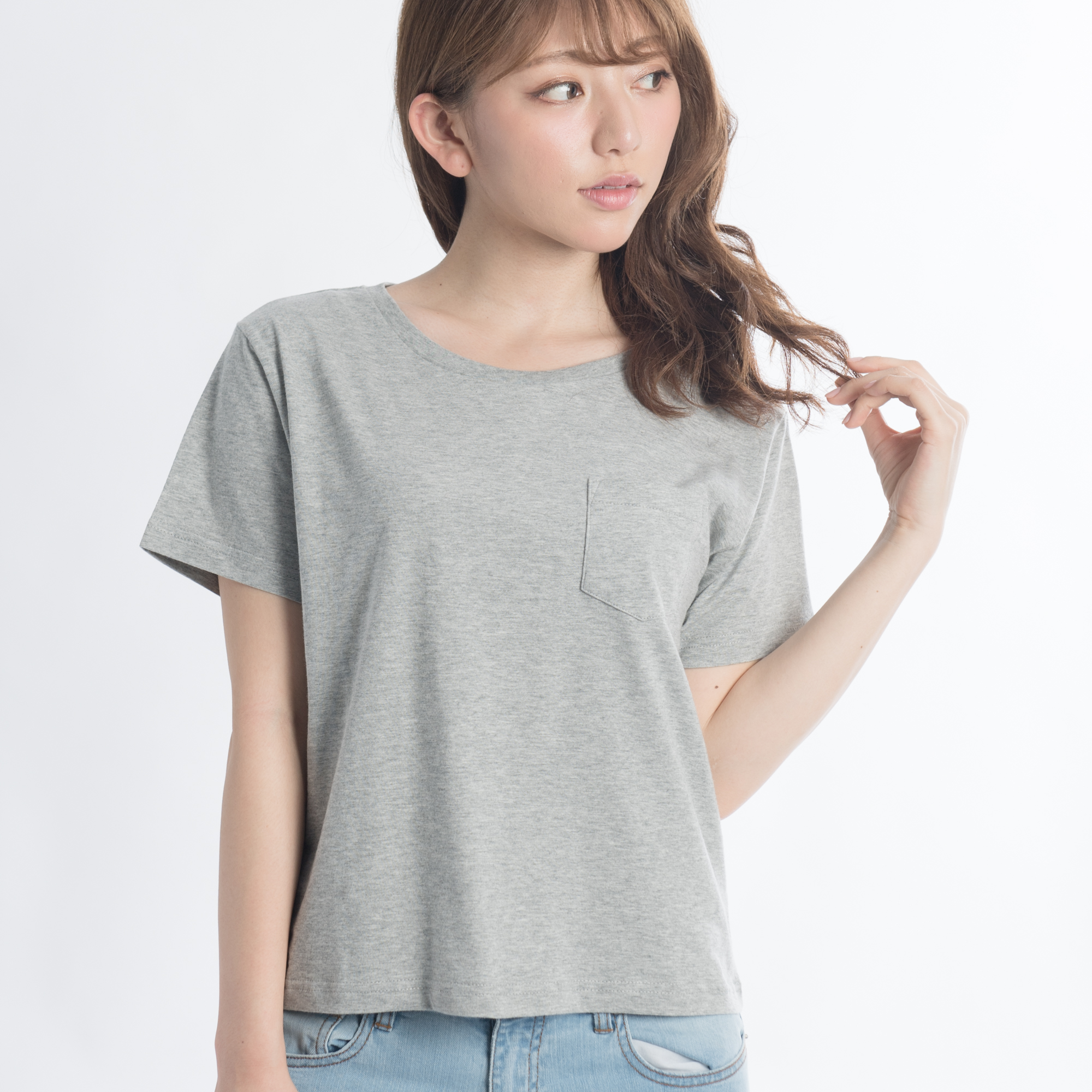 wego シルクコットンuネックカットソー