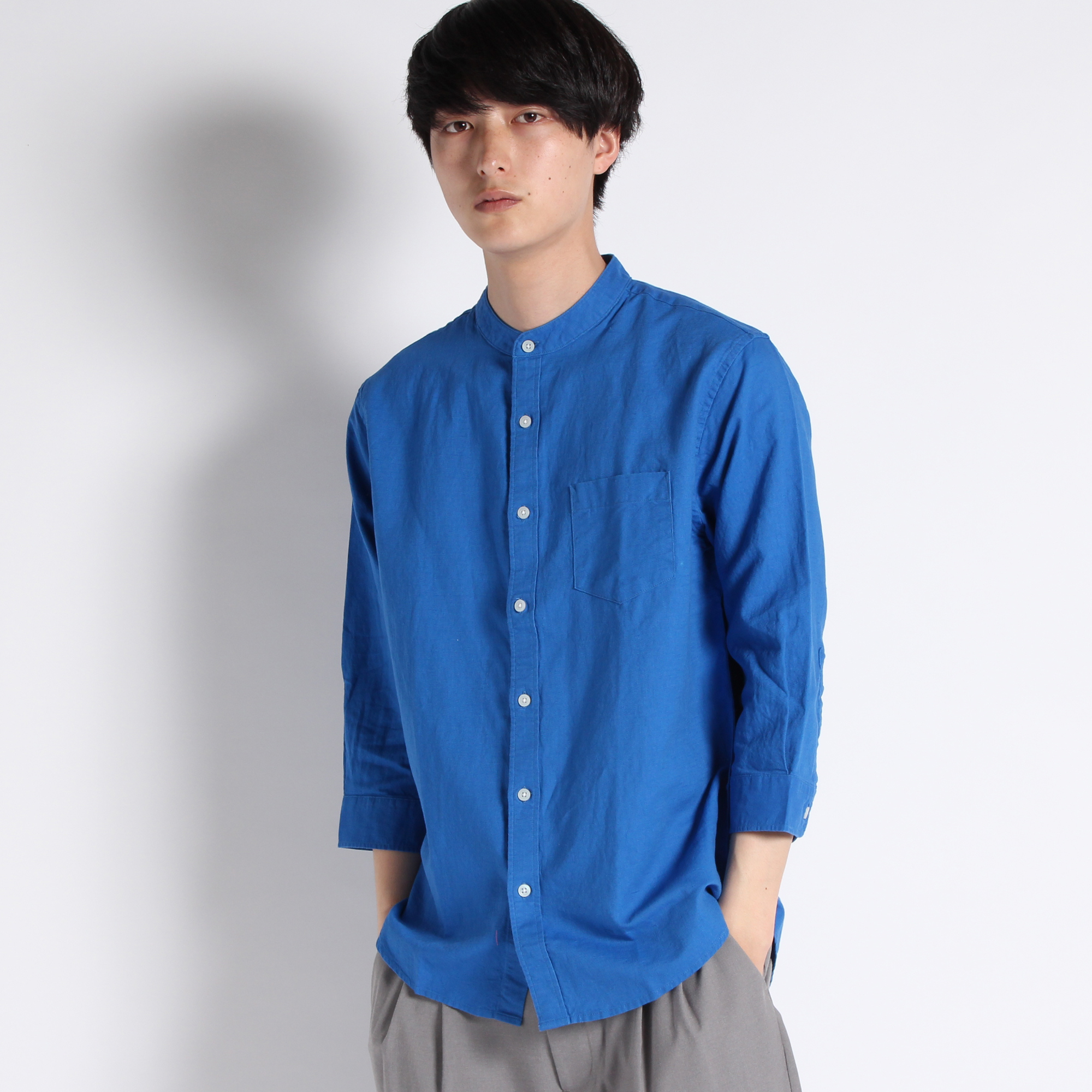 スラブリネンバンドカラーシャツ7[品番：WG010020292]｜WEGO【MEN】（ウィゴー）のメンズファッション通販｜SHOPLIST