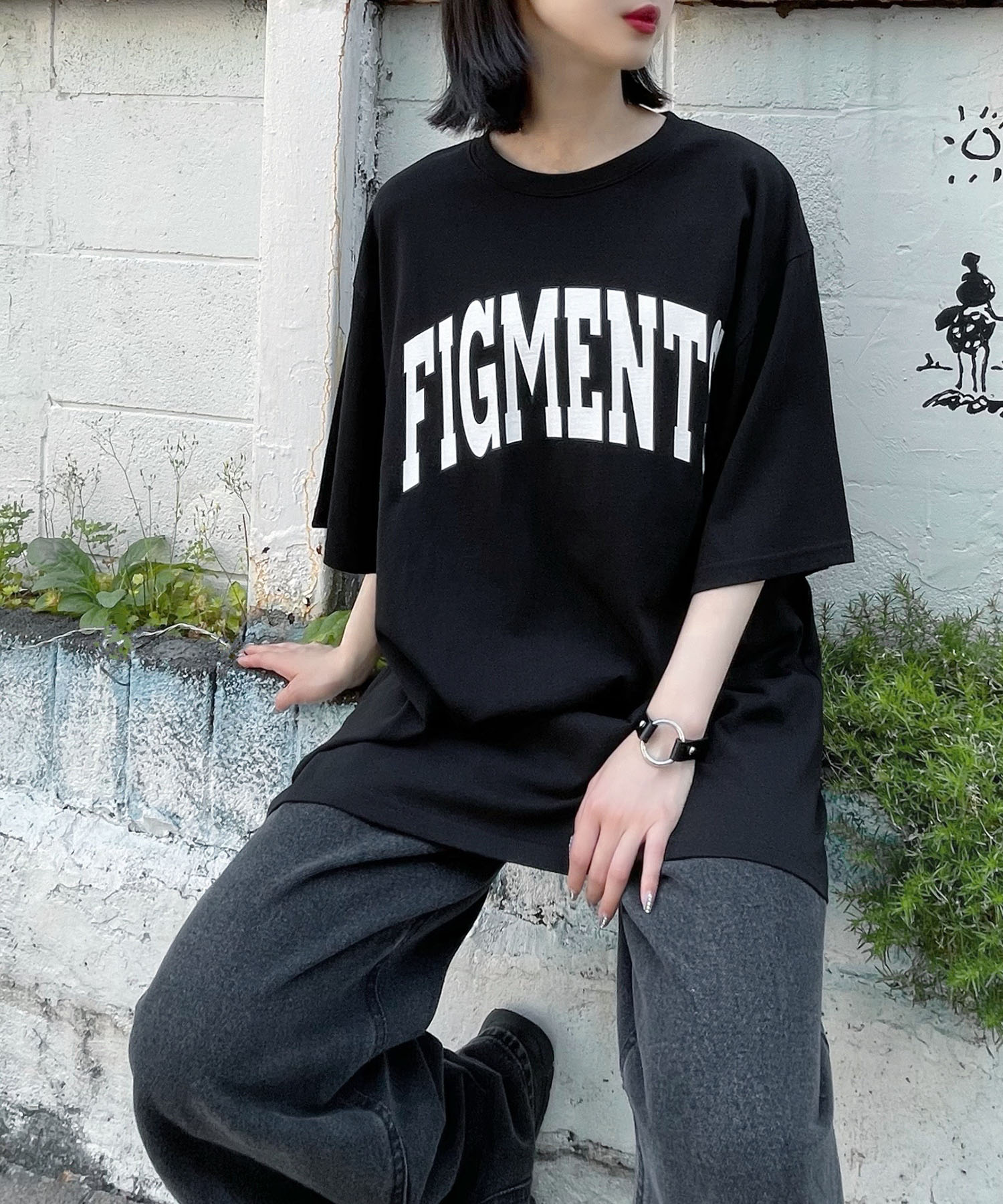 Figments】カレッジロゴTシャツ 韓国 韓国ファッション 大人[品番