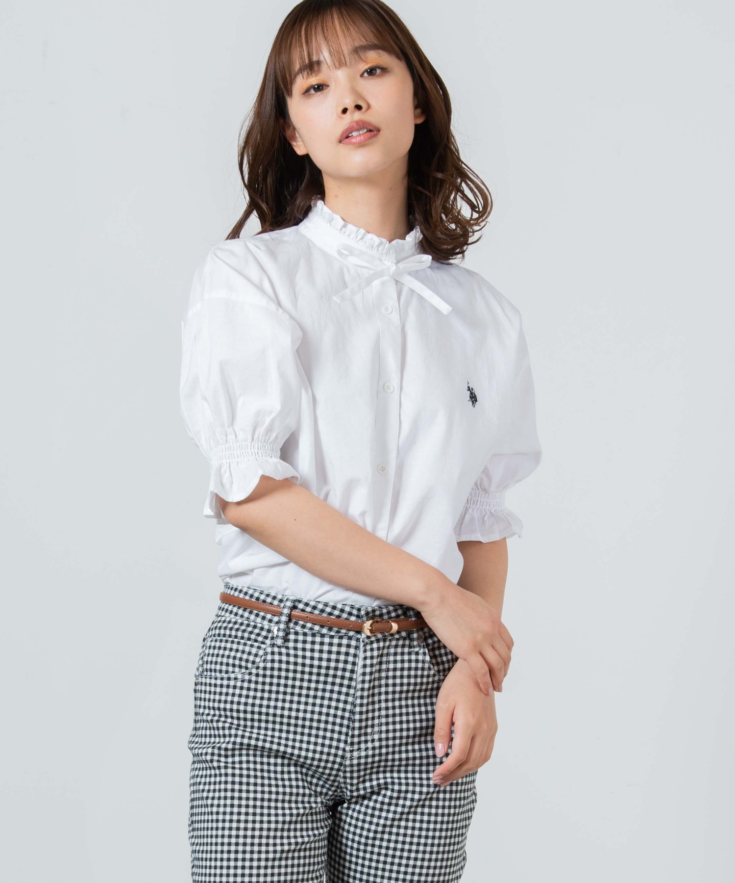 USPOLOスタンドフリルブラウス [品番：WG010079204]｜WEGO【WOMEN