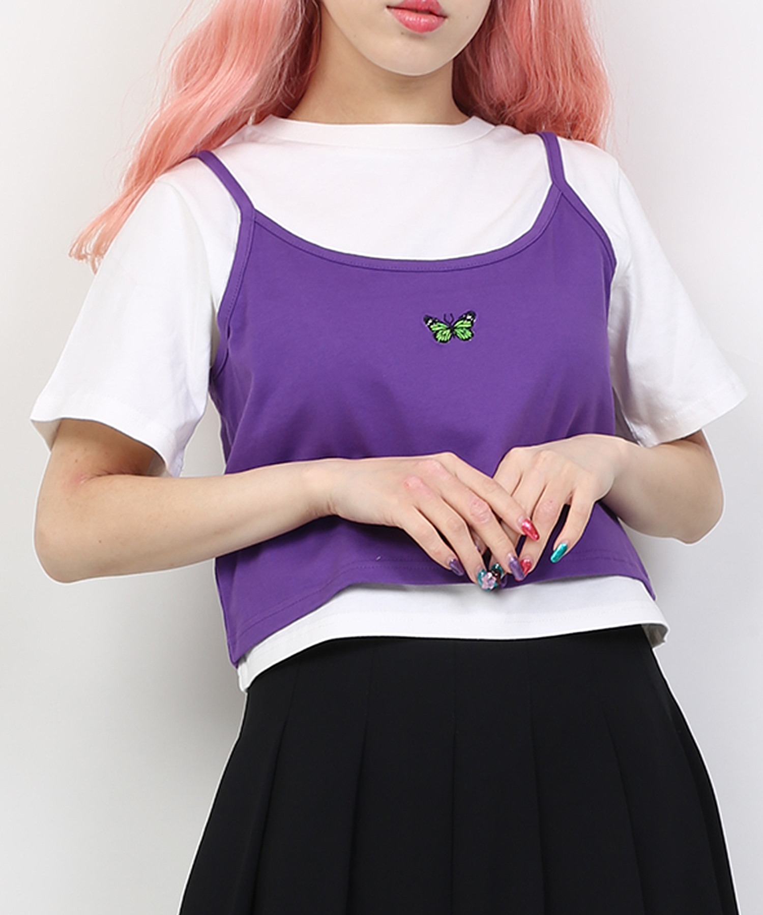 【WC】バタフライキャミソール付キTシャツ[品番:WG010073494 【WC】バタフライキャミソール付キTシャツ[品番:WG010073494