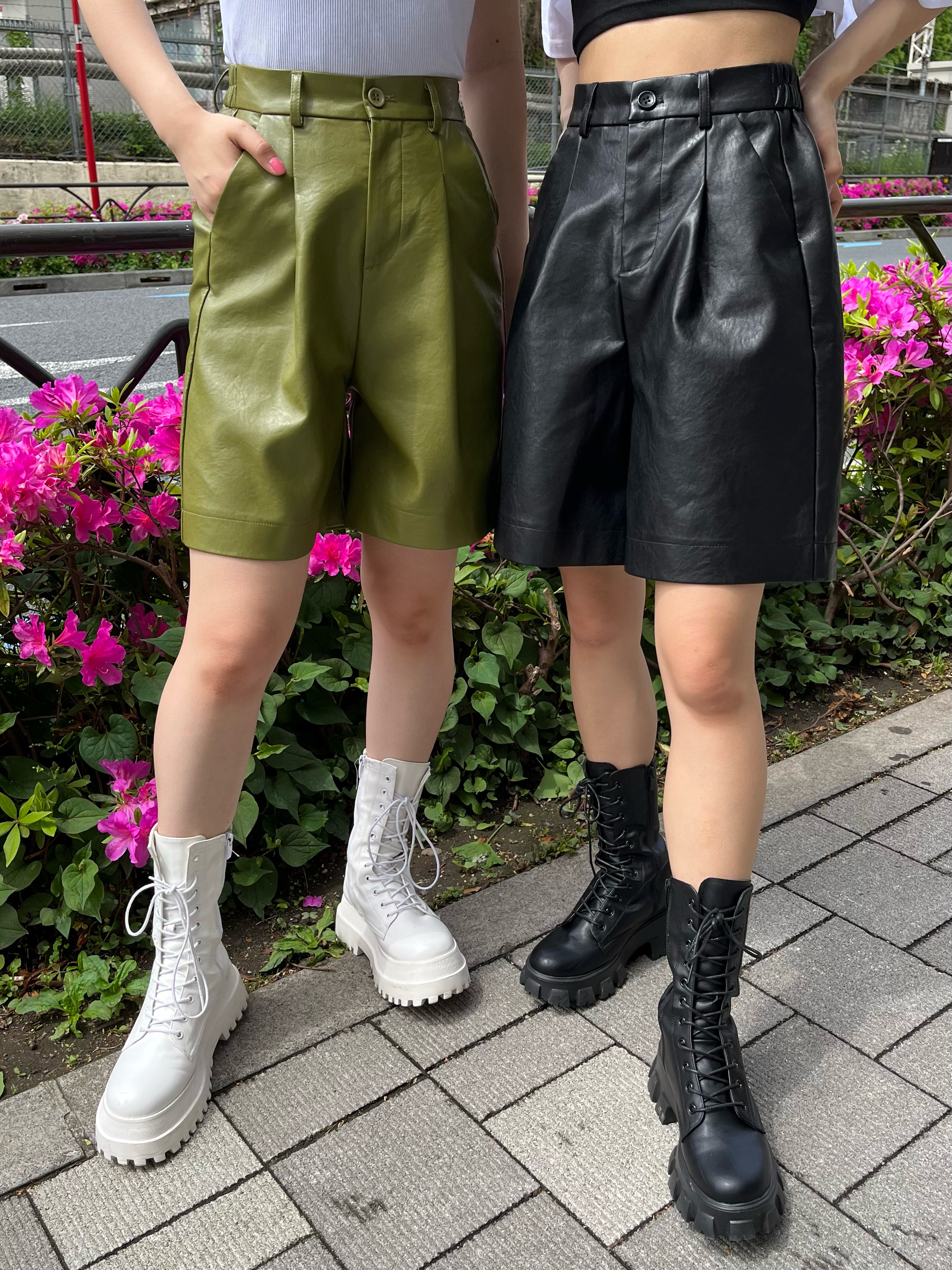 【WC】フェイクレザータックショートパンツ 韓国  韓国ファッション[品番：WG010083996]｜WEGO【WOMEN】（ウィゴー）のレディースファッション通販｜SHOPLIST（ショップリスト）